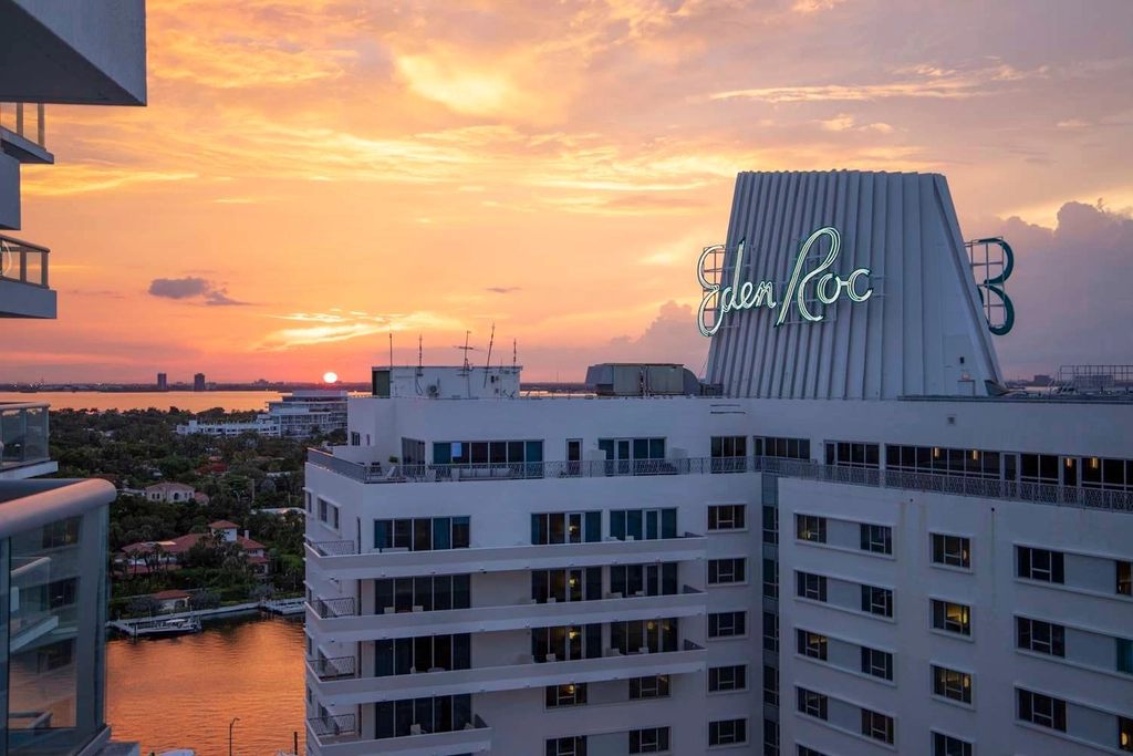 Eden Roc Historic Signage and Sunset